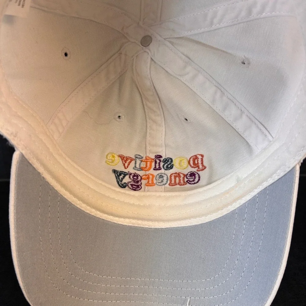 Positive Energy Womens White Unbranded Baseball Hat Bow Back OSFM